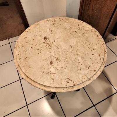 Lot #68  Contemporary Marble Top Side Table - Antique styling