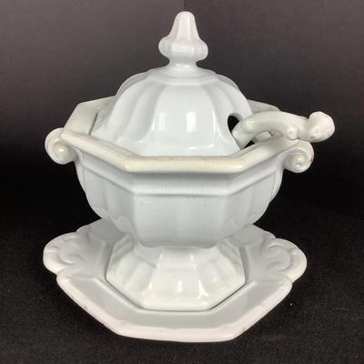 6277 Antique T&R Boote English Ironstone Small Tureen/Porcelain Schmidt Brasil Large Tureen