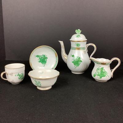 6278 Set of 5 Herend Bouqet Hand Painted Porcelain Dish Set