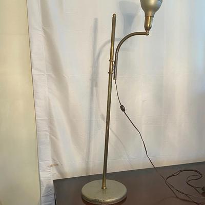 Vintage Brass Modernist floor lamp With Curved Arm