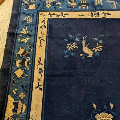 Gorgeous Antique Wool Chinese Area Rug, Circa 1900's 10x14
