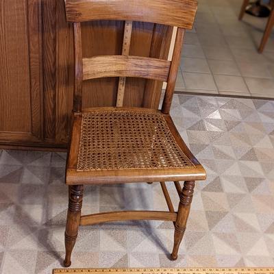Well Made Antique Oak Cane Chair