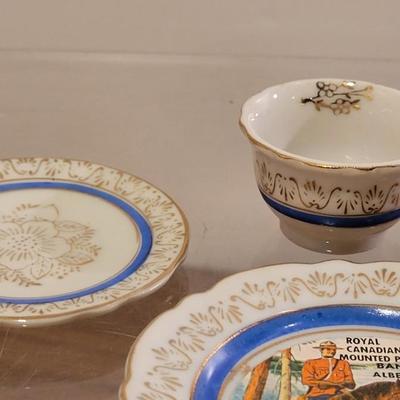 Lot 94: Vintage Rocky Mountain National Park & Royal Canadian Mounted Police Souvenir Porcelain Child's Dishes