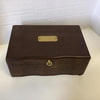 6082 Wooden Jewelry Box with Costume Jewelry