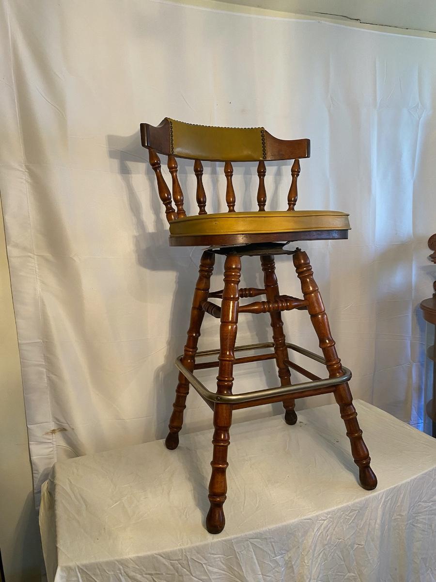 Vintage Maple Swivel Bar Stool by B. Bent