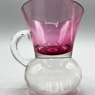 Small Pink & Clear Glass Shot Pitcher Style Glass