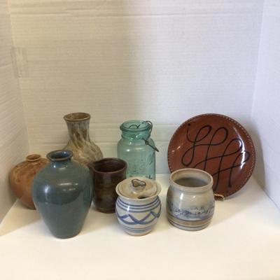 6308 Lot of Misc Pottery and Redware Plate
