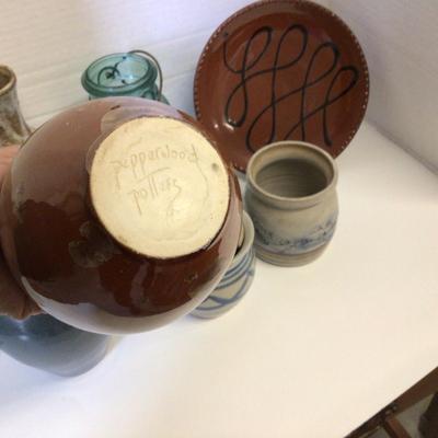 6308 Lot of Misc Pottery and Redware Plate