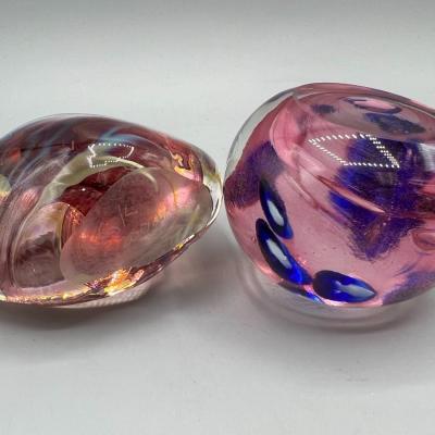 Artist Signed Multi Colored Art Glass  Disposable Paperweight Sculptures