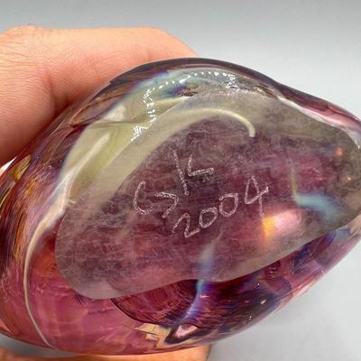Artist Signed Multi Colored Art Glass  Disposable Paperweight Sculptures