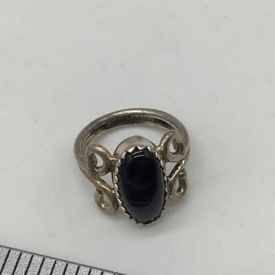 Black Onyx And Sterling Pinky Ring