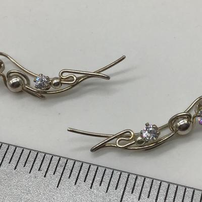 Silver Plated Earrings with Rhinestones