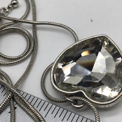 Large Glass Heart Pendant with Chain Costume
