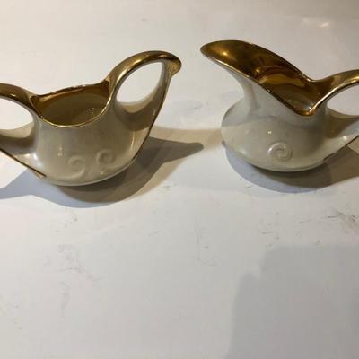 Art Deco iridescent sugar and creamer set