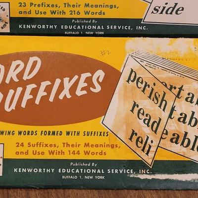 Lot 121: Vintage Word Prefixes and Suffixes Flash Cards