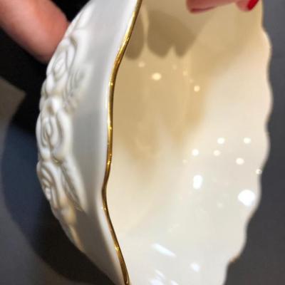 Lenox China Gold Rimmed Rose bowl, small