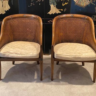 LOT 2:  Vintage Cane-Back Accent Chairs