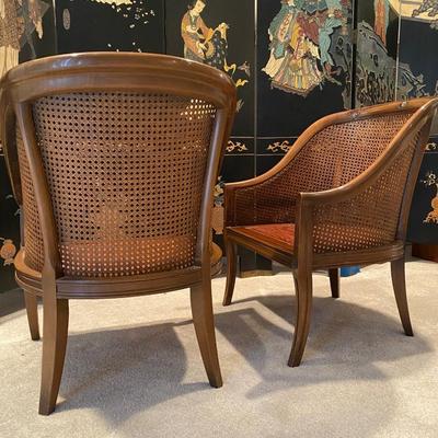 LOT 2:  Vintage Cane-Back Accent Chairs