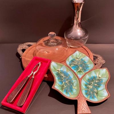 LOT 5: Vintage MCM Collection:  Treasure Craft Divided Leaf Tray  & More