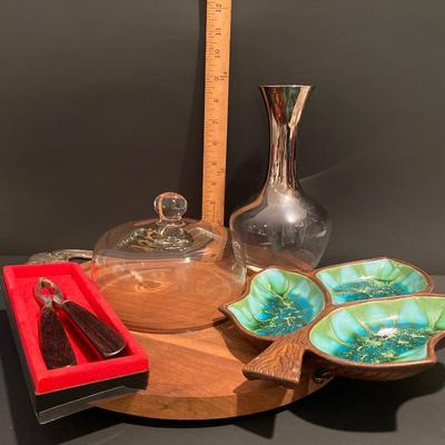 LOT 5: Vintage MCM Collection:  Treasure Craft Divided Leaf Tray  & More