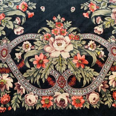 LOT 7: Vintage  Fringed Floral Shaw, Ladies Gloves, & Fans