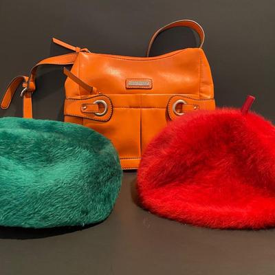 LOT 10: Vintage Etienne Aigner Handbag, Vintage Empress Beret & Kangol Beret