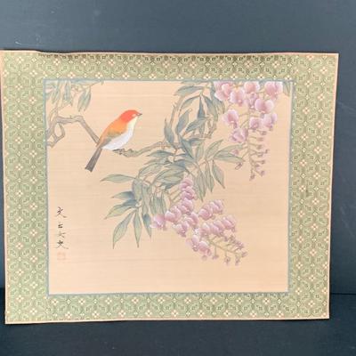 LOT 23: Certified Papyrus Paper Painting & Bird in Tree Painting