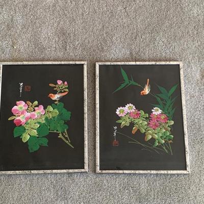 LOT24: Floral Art Paintings with Birds