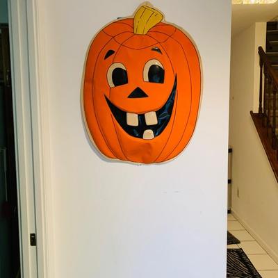 LOT 26R: Vintage Halloween Decoration - Plastic Jack O' Lantern Wall Hanging - 22