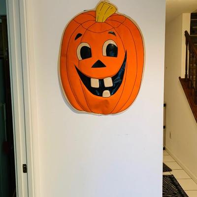 LOT 26R: Vintage Halloween Decoration - Plastic Jack O' Lantern Wall Hanging - 22
