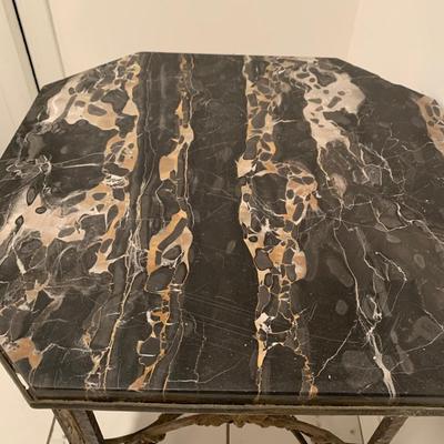 LOT 28R: Marble & Cast Iron Accent Table - 20