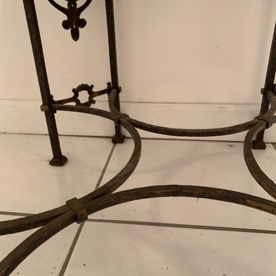 LOT 28R: Marble & Cast Iron Accent Table - 20