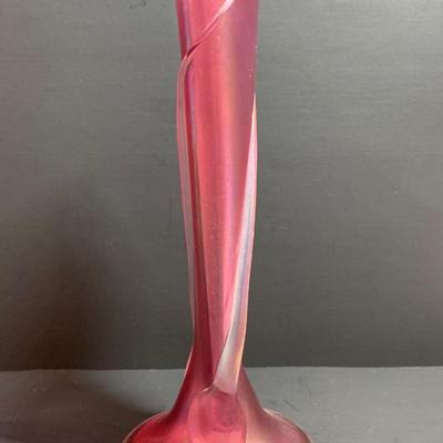 Lot 36: Signed Pink Vase, Purple Bowl w/Filigree Overlay, Decorative Perfume Bottles & More