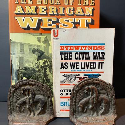 LOT 59R: Western/Southern Themed Books & Metal Book Ends