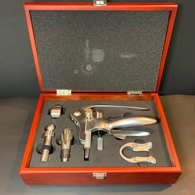 LOT 65R: Wine Accessories - Decanter, Bottle Stoppers, Opener Set