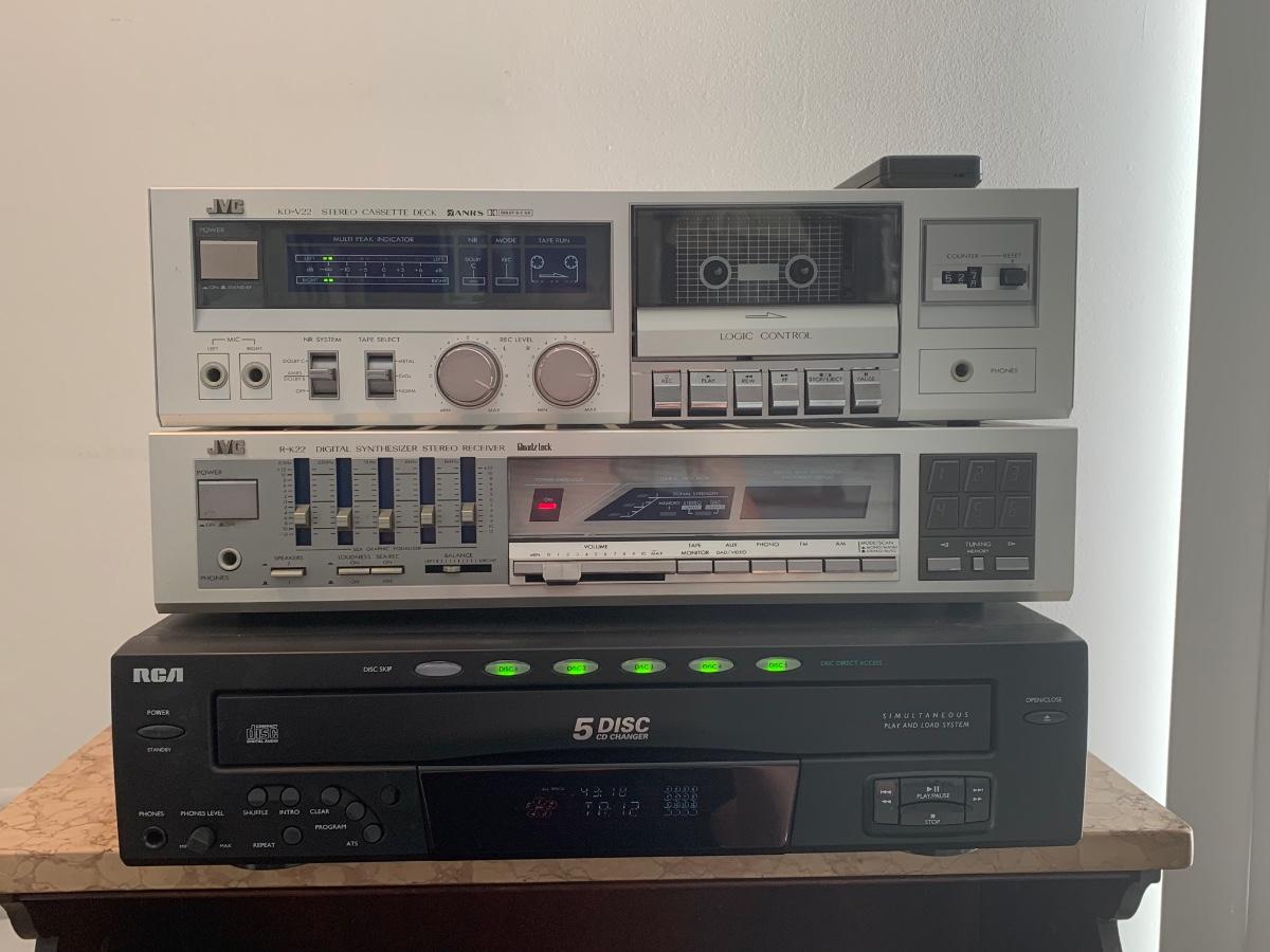 LOT 74 RCA Compact Disc along with JVC Stereo Cassette Deck & Receiver