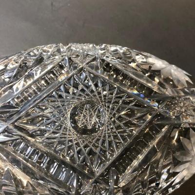 Oval cut glass relish dish