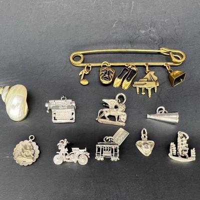 SS and SP charms brass charm pin