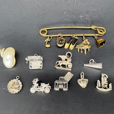 SS and SP charms brass charm pin