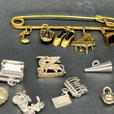 SS and SP charms brass charm pin