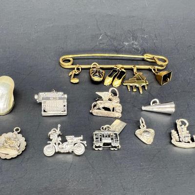 SS and SP charms brass charm pin