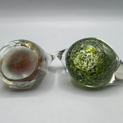 Pair of Multi Colored Glass Small Bird Displayable Figurines