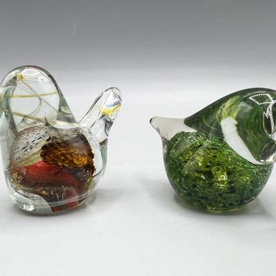 Pair of Multi Colored Glass Small Bird Displayable Figurines