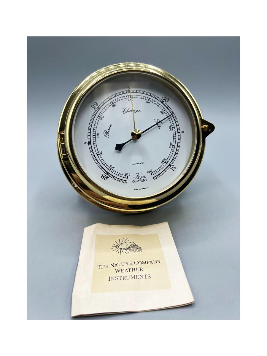 The Nature Company Weather Instruments Hanging Brass Barometer with