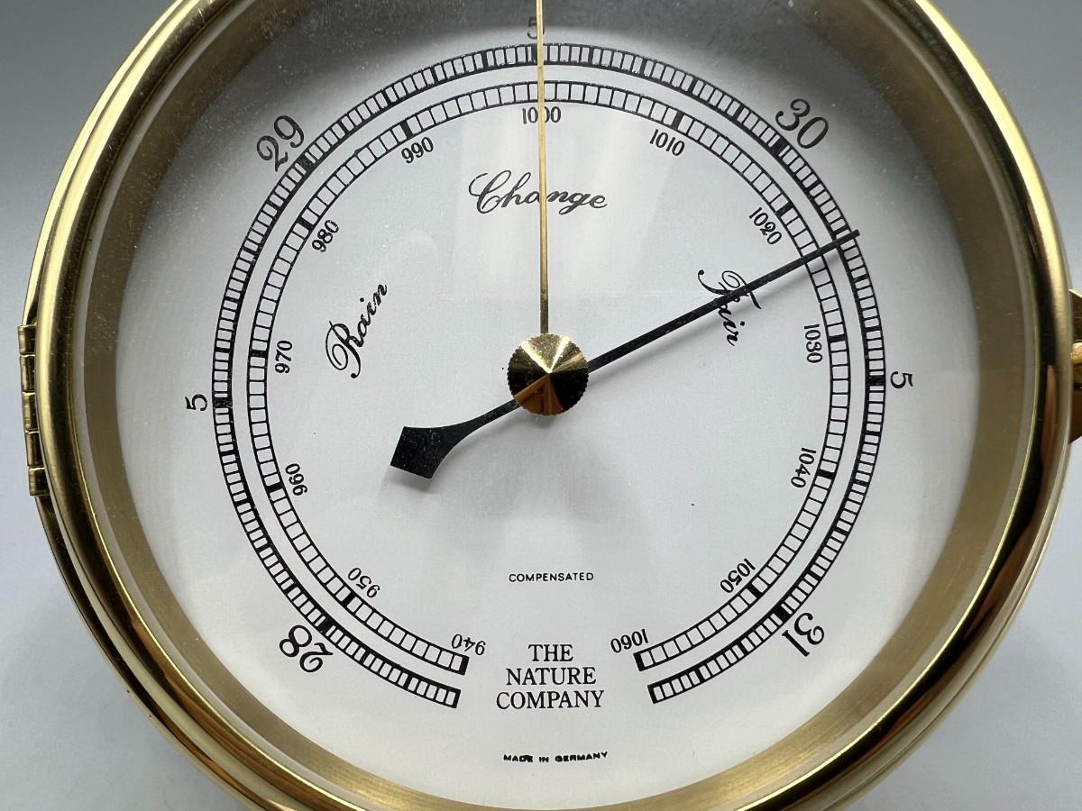 The Nature Company Weather Instruments Hanging Brass Barometer with