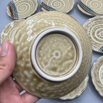 Lot of Glazed Ceramic Small Swirl Pattern Plates