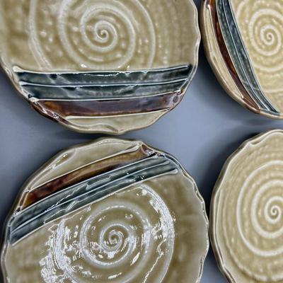 Lot of Glazed Ceramic Small Swirl Pattern Plates