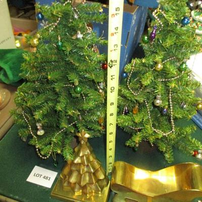 Miniature Christmas Trees/Brass Stocking Holders