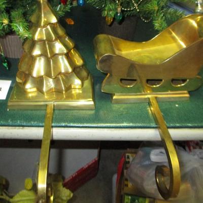 Miniature Christmas Trees/Brass Stocking Holders