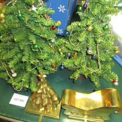 Miniature Christmas Trees/Brass Stocking Holders